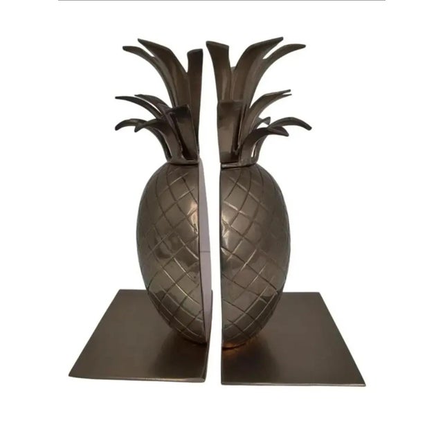 Vintage Hollywood Regency Brass Pineapple Bookends - A Pair For Sale - Image 9 of 9