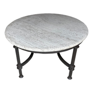 Kreiss Patio Round Coffee Table With Travertine Top