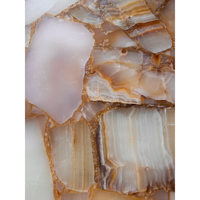 Hollywood Regency Vintage Onyx Stone Top Coffee Table With Nesting Stools For Sale - Image 3 of 12