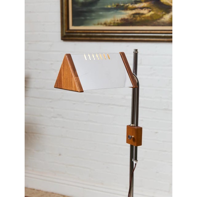Italian 1970’s Italian Wood and Chrome Lamp For Sale - Image 3 of 9