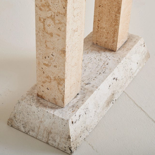 Mid-Century Modern Petite Italian Travertine Console Table, 1970s - 2 Available For Sale - Image 3 of 6
