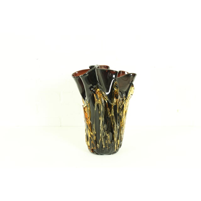 Brown Large Murano Glass Vase by Enrico Cammozzo, 1990s For Sale - Image 8 of 12