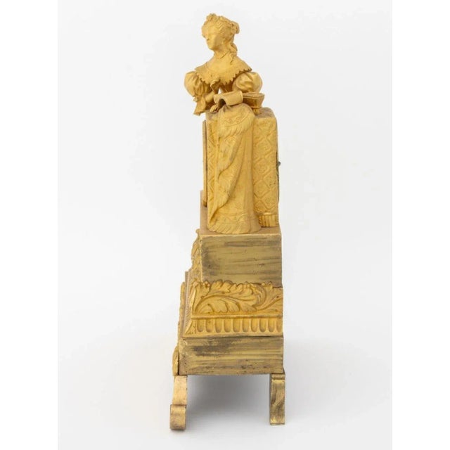 Metal French Empire Gilt Metal Figural Clock For Sale - Image 7 of 9