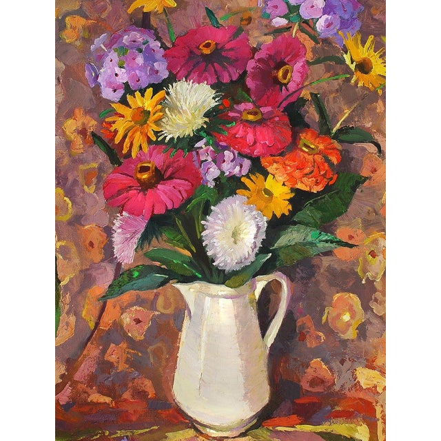 Oil Painting Still Life With a White Vase Egor Ktpatunov For Sale - Image 6 of 6