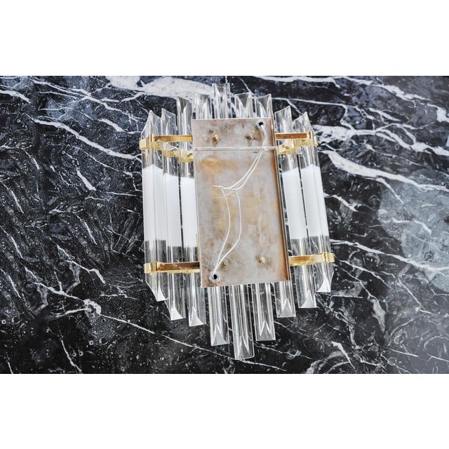 Glass Venini Wall Lamp in Murano Triedri Glass, Italy, 1970s For Sale - Image 7 of 8