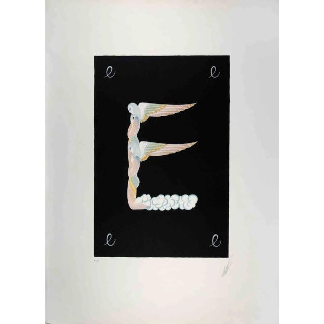 Erté, Letter E, 1970s, Lithograph For Sale - Image 4 of 4