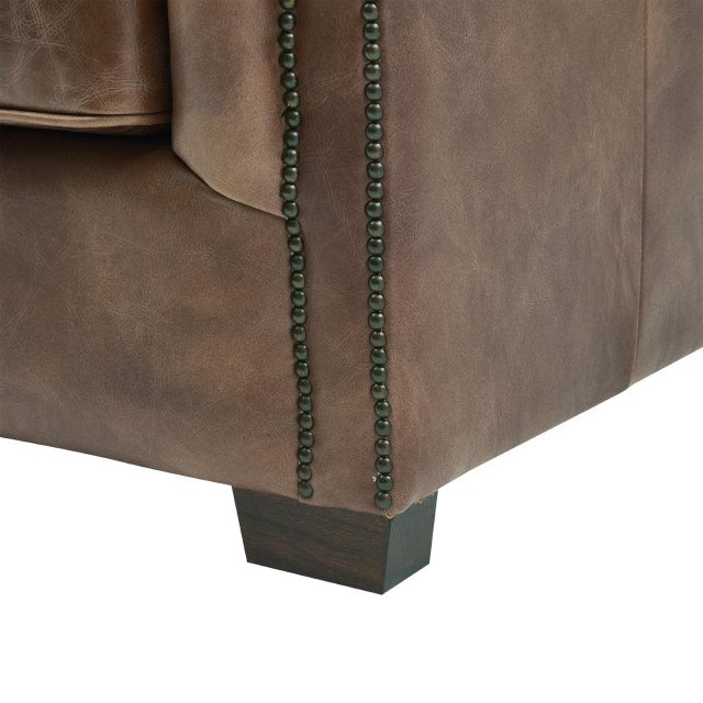 Italian Tuxedo Leather Sofa - Bark Brown For Sale - Image 3 of 7