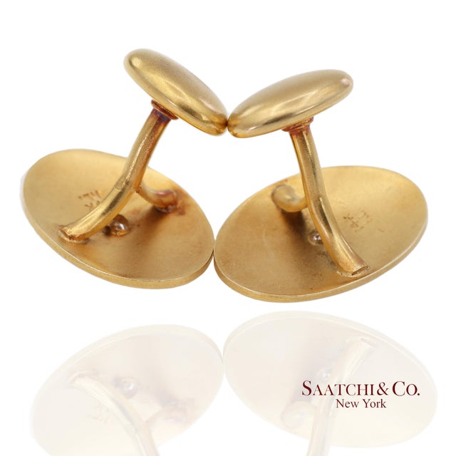 Metal Vintage 14k 585 Solid Yellow Gold Old Cut Natural Diamond Cufflinks, A Pair For Sale - Image 7 of 12
