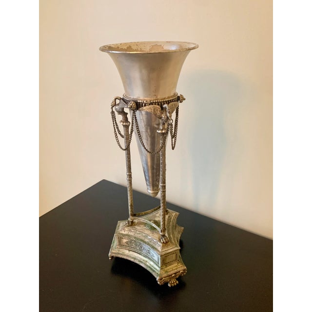 Neoclassical Silver Vase With Swans and Paw Feet For Sale - Image 10 of 12