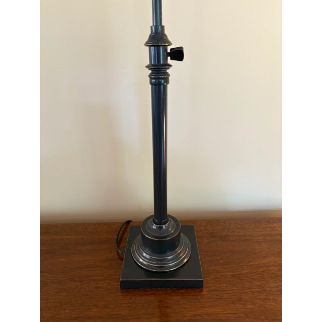 2000 - 2009 Candlestick Style Adjustable Height Library Lamp in Black With Brass Accents by Restoration Hardware For Sale - Image 5 of 12