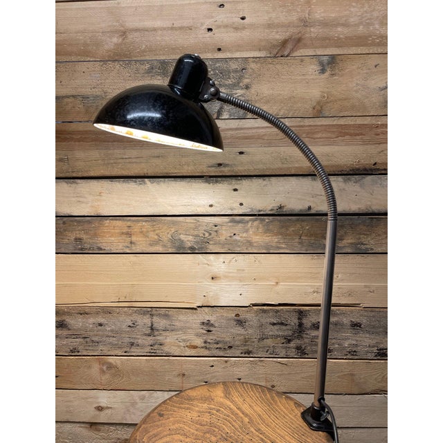 Vintage 1940s kaiser idell model 6740 clamp on goose neck table lamp designed by christian dell. expertly restored &...