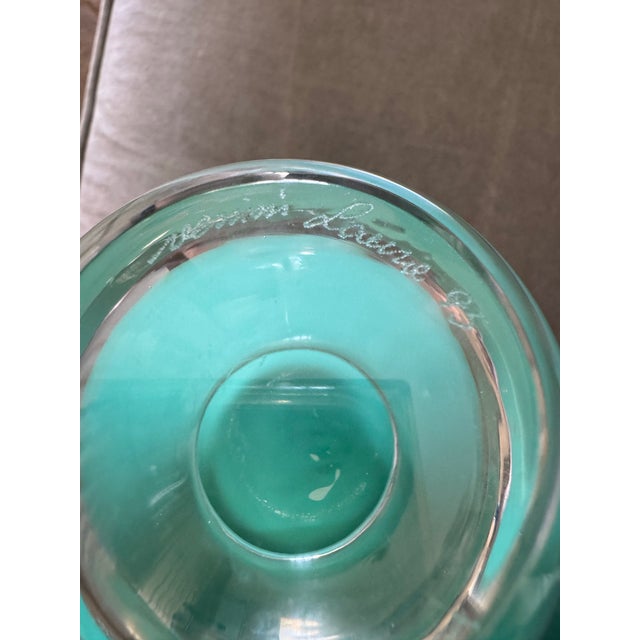 Venini Venini Murano Italian Art Glass Pedestal Bowl in Blue & Turquoise, Signed For Sale - Image 4 of 6