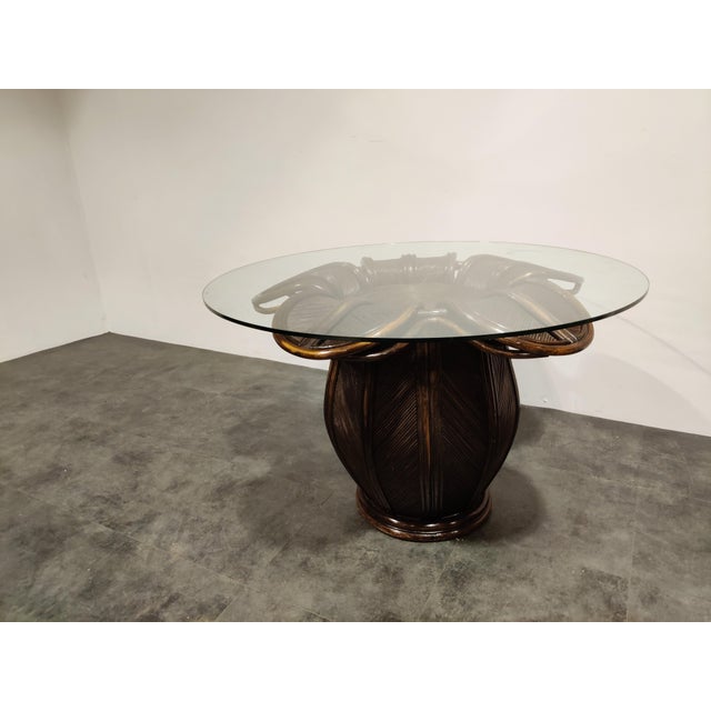 Brown Vintage Bamboo Dining Table, 1970s For Sale - Image 8 of 12