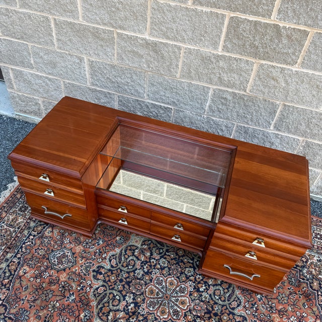 1950s Mid Century Modern Kling Furniture Cherry Modern Collection Solid Cherry 6 Drawer Vanity & Bench For Sale - Image 5 of 18