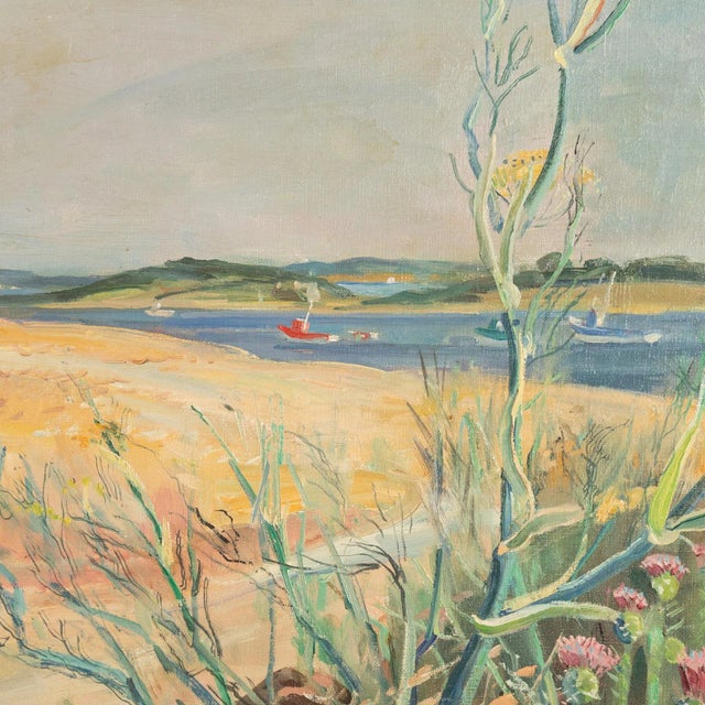 American Original Signed T. Klots "A Tranquil Beach" Oil Painting For Sale - Image 3 of 5