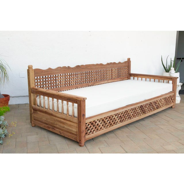 Wood 108” Long Grand Moroccan Mousharabi Teak Daybed For Sale - Image 7 of 12
