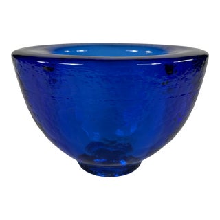 1990s Fire & Light Recycled Glass Vase Cobalt Blue For Sale