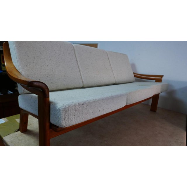 Wood Large Danish Three-Seater Sofa in Teak and Wool from Poul Jeppesens Møbelfabrik, 1970s For Sale - Image 7 of 15