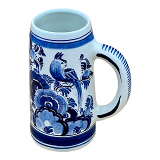 Mid 20th Century Hand-Painted Dutch Delft Blue & White Stein / Tankard For Sale