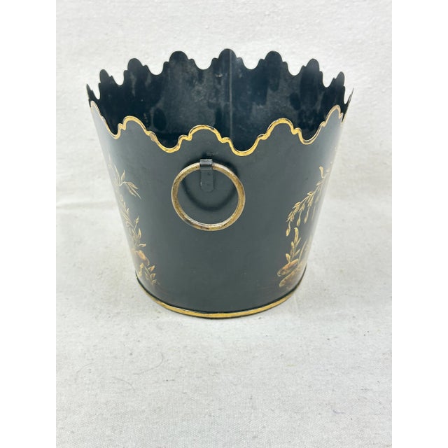 Vintage Chinoiserie Toleware Cachepot For Sale - Image 4 of 8