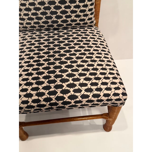 1970s Rattan & Fornasetti Upholstered Italian Chair For Sale - Image 5 of 11