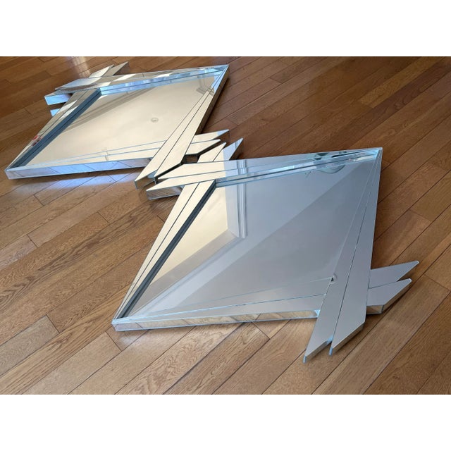 Mid-Century Modern 1980s Art Deco Revival Diamond Shape Beveled Mirror - a Pair For Sale - Image 3 of 10