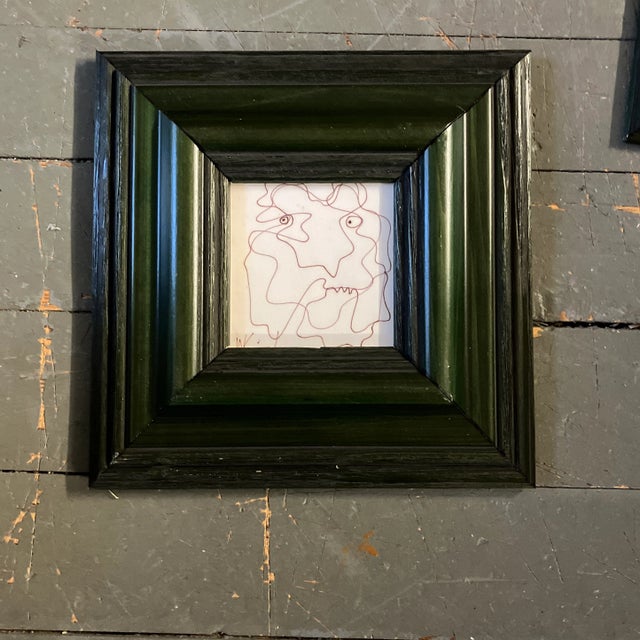 1980’s Original Wayne Cunningham Small Abstract Blue Ink Drawing Framed For Sale - Image 4 of 4