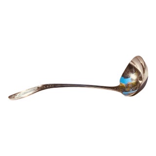 1910s Neoclassical Silverplate Gravy Ladle Sauce Ladle Bellflower Handle For Sale