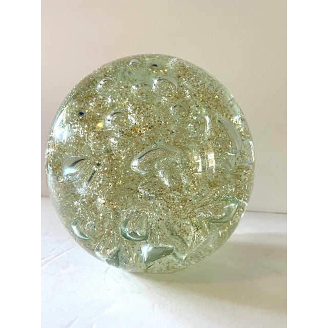 Large Vintage Art Glass Sphere Paper Weight For Sale - Image 4 of 10