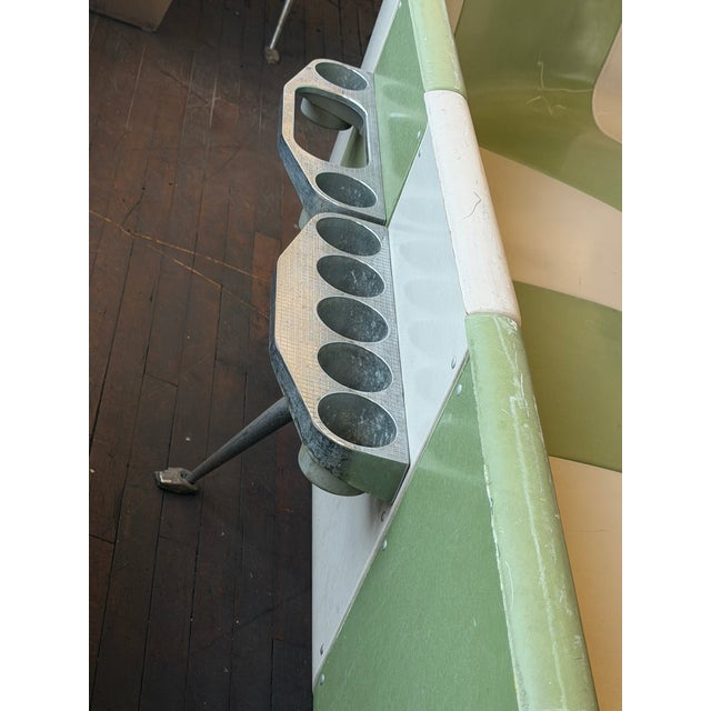 Brunswick Bowling Alley Seating – Mid‑Century Modular Curved Bench in Green & White For Sale - Image 10 of 12