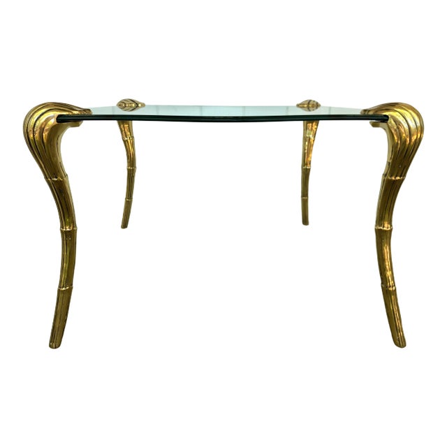 20th Century Hollywood Regency Brass and Glass Table For Sale