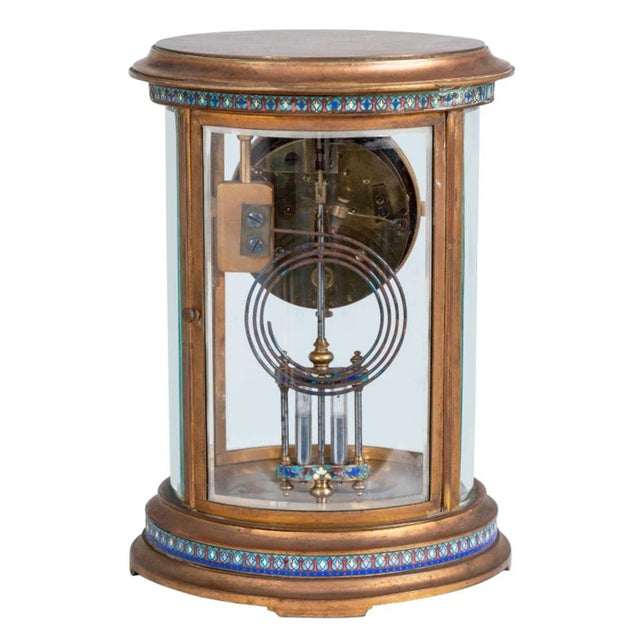 Black, Starr & Frost Black, Starr, and Frost Cloisonne and Brass Clock For Sale - Image 4 of 4