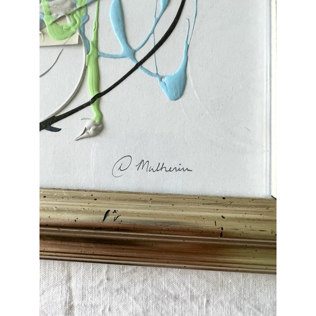 Framed Original Abstract Painting, Acrylic Mixed Media Art in Distressed Metallic Frame For Sale - Image 4 of 10