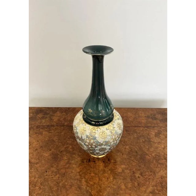 Quality pair of antique Victorian large ballister Royal Doulton vases having a quality pair of antique Royal Doulton...