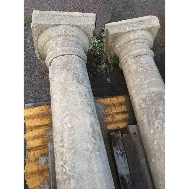 Columns Antique Limestone - French Doric Style - A Pair For Sale - Image 4 of 5
