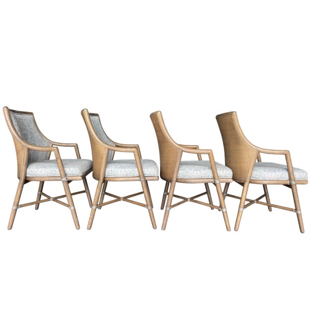Late 20th Century Vintage McGuire Passage Dining Armchairs, Set of 4 – Cane Back Rattan For Sale - Image 5 of 12