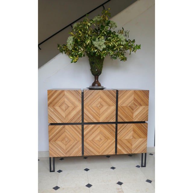 Losange Three-Door Zebrano Sideboard by Aymeric Lefort For Sale - Image 11 of 17