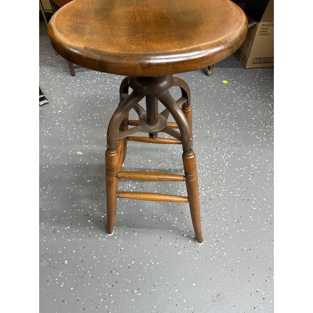 Late 19th Century Antique S. Bent & Bros. Industrial Swivel Stool For Sale - Image 5 of 10