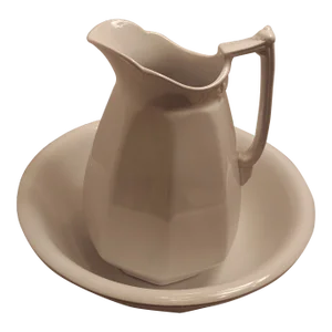 Late 19th Century Ironstone Pitcher and Matching Bowl J&G Meakin, Hanley, England - 2 Pieces