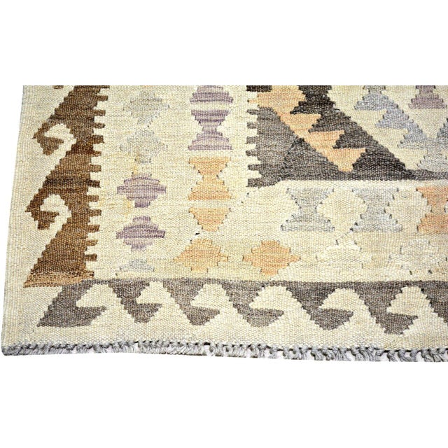 Afghan Maimana Flatweave Kilim Wool Rug, 6'x8' For Sale - Image 4 of 4