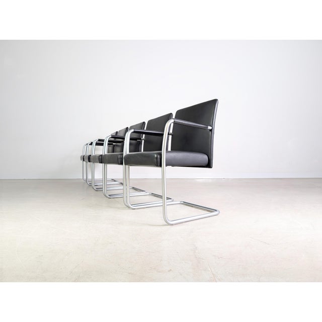 Jason Lite 1500 Chairs in Black Leather from Walter Knoll, Set of 5 For Sale - Image 4 of 11