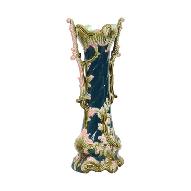 Antique Art Nouveau Rococo Blue Vase, 1890s For Sale - Image 3 of 16