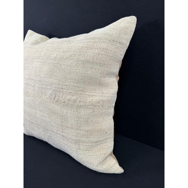 Contemporary Turkish Hemp Pillow Cushion Natural Beige Pillow Cushion Cover 24"x24" For Sale - Image 3 of 4