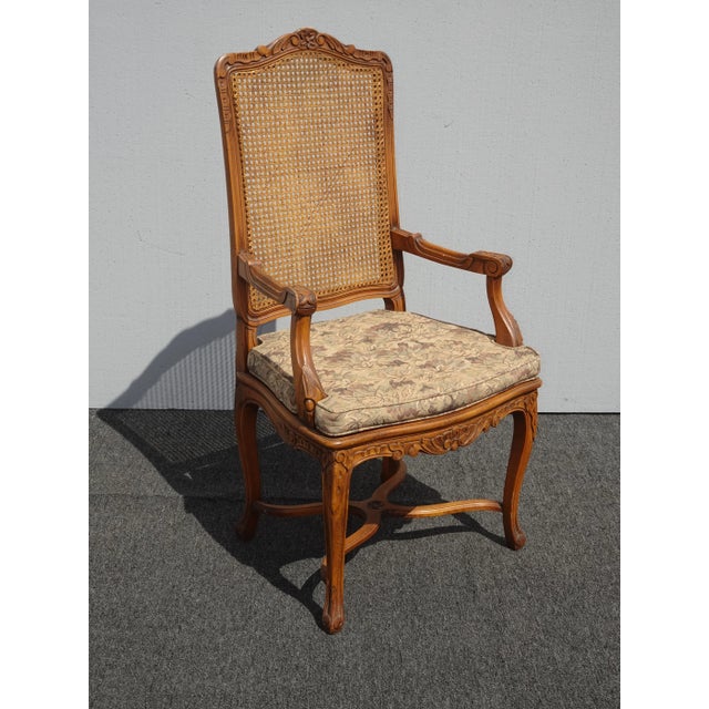 French Country Vintage French Country Cane Side Chair with Cushion For Sale - Image 3 of 13