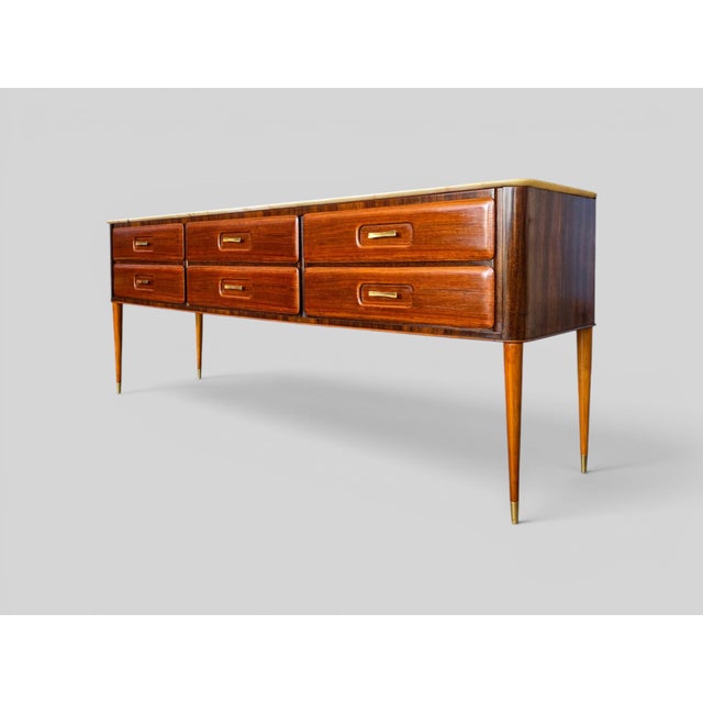 Mid-Century Italian Teak and Marble Sideboard in the style of Osvaldo Borsani, 1950s For Sale - Image 6 of 17