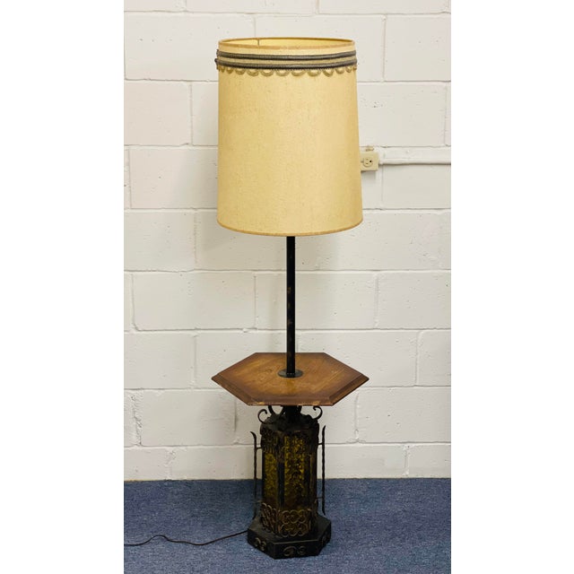 Vintage Gothic Medieval Revival Floor Lamp With Table & Shade For Sale - Image 10 of 10