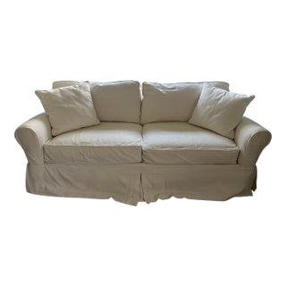 Shabby Chic Cotton Twill Slipcover Sofa For Sale