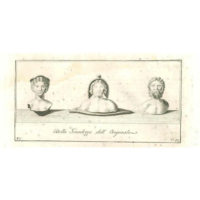 Vincenzo Campana, Ancient Roman Statues, Original Etching, 18th Century For Sale