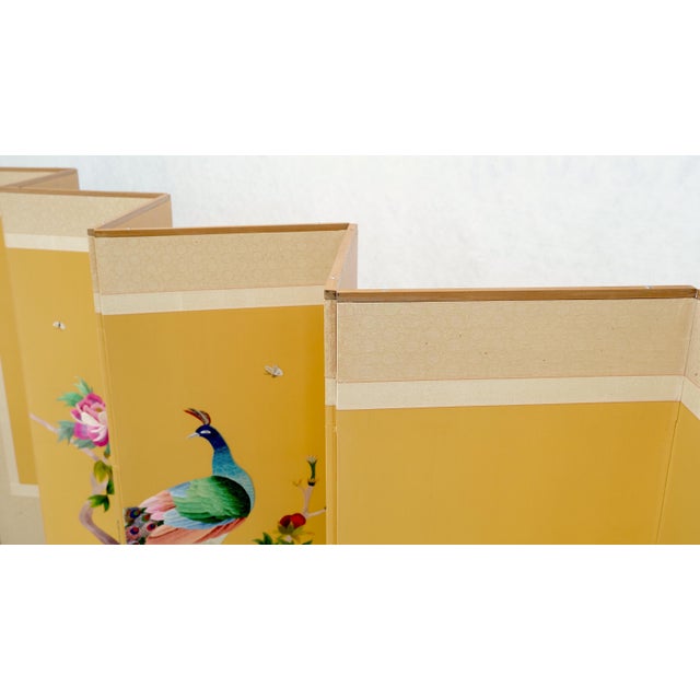 Beige Oriental Decorative 8 Panel Silk Embroidery Peacock Scene Room Divider Screen For Sale - Image 8 of 18