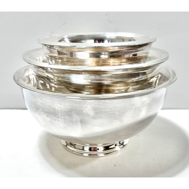 A versatile set of vintage silver-plated serving bowls by Reed & Barton and Gorham, each with fitted liners for food-safe...
